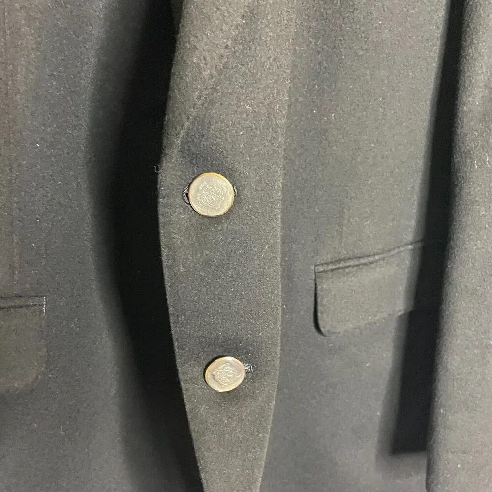 Men's 46R Vtg Biella Italy Black Wool/Cashmere Two Button Blazer